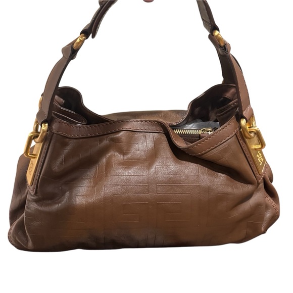 Auth Givenchy Brown Embossed Leather Small Shoulder Bag Hobo - Picture 3 of 16